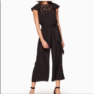 KATE SPADE lace embroidered floral black jumpsuit